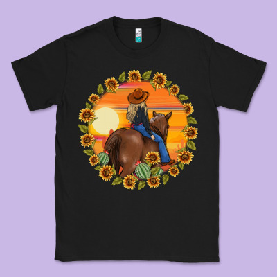 Cowgirl Sunflower Classic Tee Designed By Maliassmallbusiness