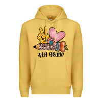 Antique Gold peace love 4th grade Premium Hoodie - JahusDesignShop