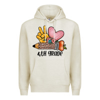 Oatmeal Heather peace love 4th grade Premium Hoodie - JahusDesignShop