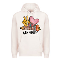 Pale Pink peace love 4th grade Premium Hoodie - JahusDesignShop