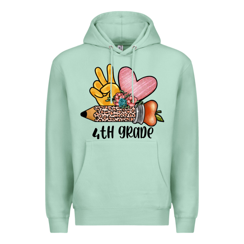 Peace Love 4th Grade Premium Hoodie by JahusDesignShop | Teevron
