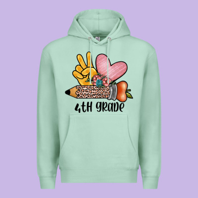 Peace Love 4th Grade Premium Hoodie Designed By Jahusdesignshop
