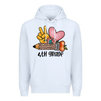 White peace love 4th grade Premium Hoodie - JahusDesignShop
