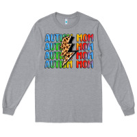 Heather Grey autism mom lightning bolt Long Sleeve Tee - LillyAllenDesigns