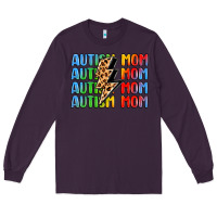 Plum autism mom lightning bolt Long Sleeve Tee - LillyAllenDesigns