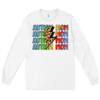 White autism mom lightning bolt Long Sleeve Tee - LillyAllenDesigns
