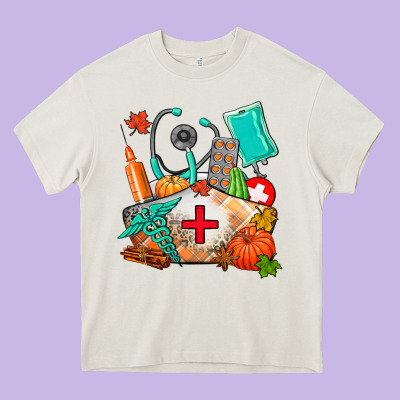 Nurse  And Fall Heavy Core Tee Designed By Adodesignshop