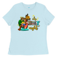 Baby Blue oh holy night with sunflower and cross Ladies Tee - AdoDesignShop