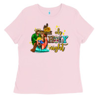 Bubblegum Pink oh holy night with sunflower and cross Ladies Tee - AdoDesignShop