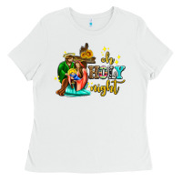White oh holy night with sunflower and cross Ladies Tee - AdoDesignShop