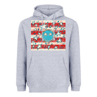 Heather Grey America flag smiley  tumbler Heavyweight Hoodie - HowdyJamesFarm
