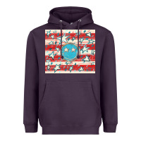 Plum America flag smiley  tumbler Heavyweight Hoodie - HowdyJamesFarm