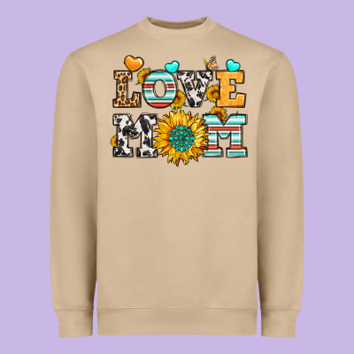 Love Mom Heavyweight Sweatshirt Designed By Lillyallendesigns