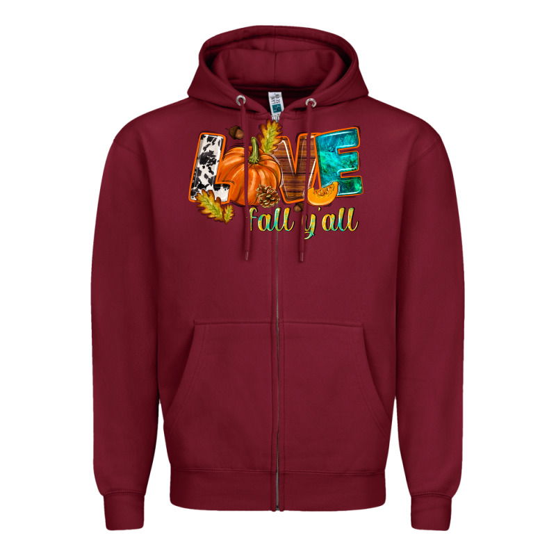 Love Fall Y'all Zipper Hoodie by NancyCooperArtShop | Teevron
