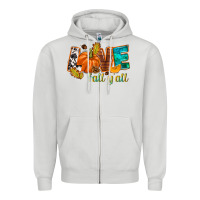 Dove Grey Love Fall y'all Zipper Hoodie - NancyCooperArtShop