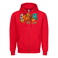 Red Love Fall y'all Zipper Hoodie - NancyCooperArtShop