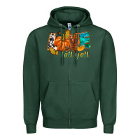 Sports Green Love Fall y'all Zipper Hoodie - NancyCooperArtShop