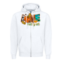 White Love Fall y'all Zipper Hoodie - NancyCooperArtShop