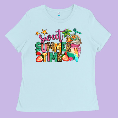 Sweet Summer Time Iced Coffee Ladies Tee Designed By Jasminsmagicworld