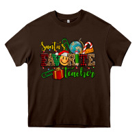 Chocolate Brown santa's favorite teacher Heavy Core Tee - AdoDesignShop
