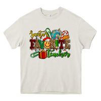 Cream santa's favorite teacher Heavy Core Tee - AdoDesignShop