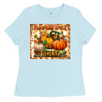 Baby Blue pumpkin spice junkie tumbler Ladies Tee - BundleAndBundleShop