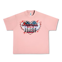 Salmon American junkie Urban Heavy Tee - NancyCooperArtShop
