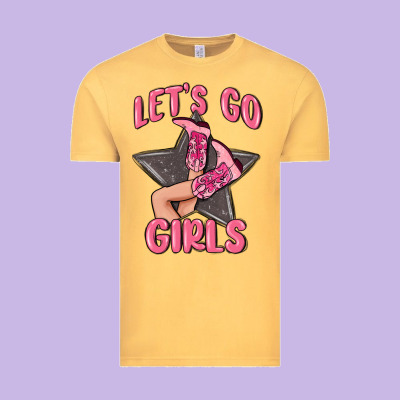 Lets Go Girls Cowgirl Boots Star Vintage Tee Designed By Maliassmallbusiness