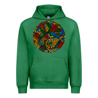 Emerald african fabric pattern round earrings 3 Urban Hoodie - BundleAndBundleShop