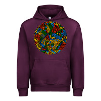Mauve Wine african fabric pattern round earrings 3 Urban Hoodie - BundleAndBundleShop