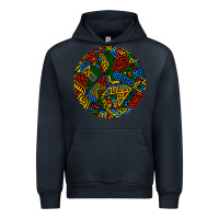 Navy african fabric pattern round earrings 3 Urban Hoodie - BundleAndBundleShop