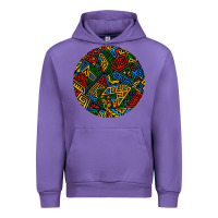 Tulip african fabric pattern round earrings 3 Urban Hoodie - BundleAndBundleShop