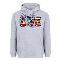 Heather Grey Love 4th of july Heavyweight Hoodie - CowGirlArtShop