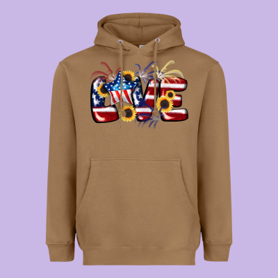 Love 4th Of July Heavyweight Hoodie Designed By Cowgirlartshop