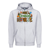 Heather Grey One thankful Nurse Zipper Hoodie - NancyCooperArtShop