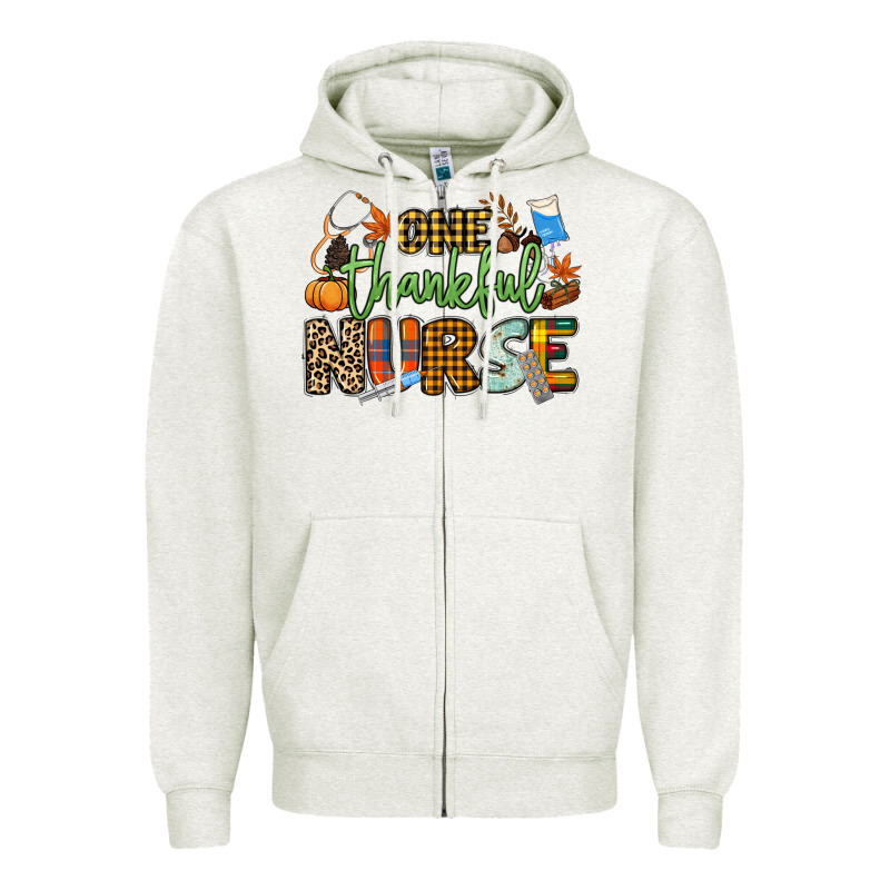 One Thankful Nurse Zipper Hoodie by NancyCooperArtShop | Teevron