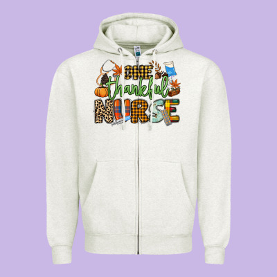 One Thankful Nurse Zipper Hoodie Designed By Nancycooperartshop