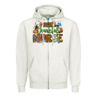 Oatmeal Heather One thankful Nurse Zipper Hoodie - NancyCooperArtShop