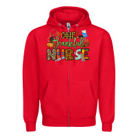 Red One thankful Nurse Zipper Hoodie - NancyCooperArtShop