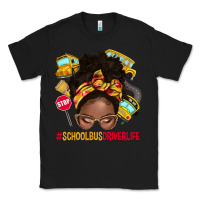 Black school bus driver life afro messy bun Classic Tee - NancyCooperArtShop
