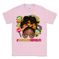 Bubblegum Pink school bus driver life afro messy bun Classic Tee - NancyCooperArtShop