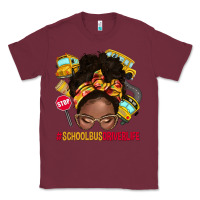 Burgundy school bus driver life afro messy bun Classic Tee - NancyCooperArtShop