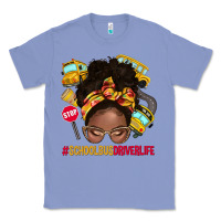 Colony Blue school bus driver life afro messy bun Classic Tee - NancyCooperArtShop
