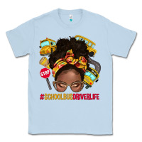 Dusty Blue school bus driver life afro messy bun Classic Tee - NancyCooperArtShop