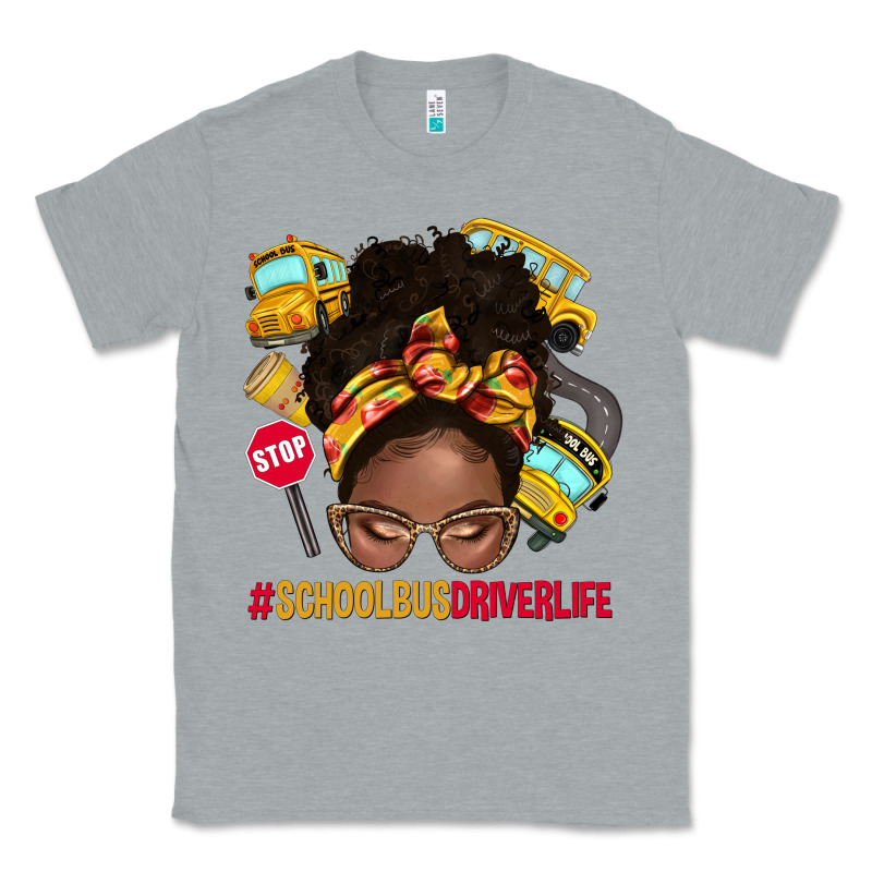 School Bus Driver Life Afro Messy Bun Classic Tee by NancyCooperArtShop | Teevron