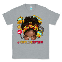 Heather Grey school bus driver life afro messy bun Classic Tee - NancyCooperArtShop