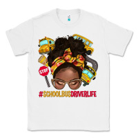 White school bus driver life afro messy bun Classic Tee - NancyCooperArtShop