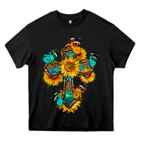 Black cross with butterfly Heavy Core Tee - BundleAndBundleShop