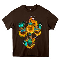 Chocolate Brown cross with butterfly Heavy Core Tee - BundleAndBundleShop