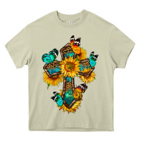 Mossy cross with butterfly Heavy Core Tee - BundleAndBundleShop